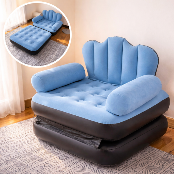 RelaxoAir 2 az 1-ben felfújható fotel és ágy – kényelmes levegős egyszemélyes kanapéágy otthonra és vendégágyként (BBM)
