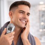 ShavePro Mini hordozható elektromos borotva LED kijelzővel – USB-C újratölthető, 15 pengés férfi borotva utazáshoz (BBL)