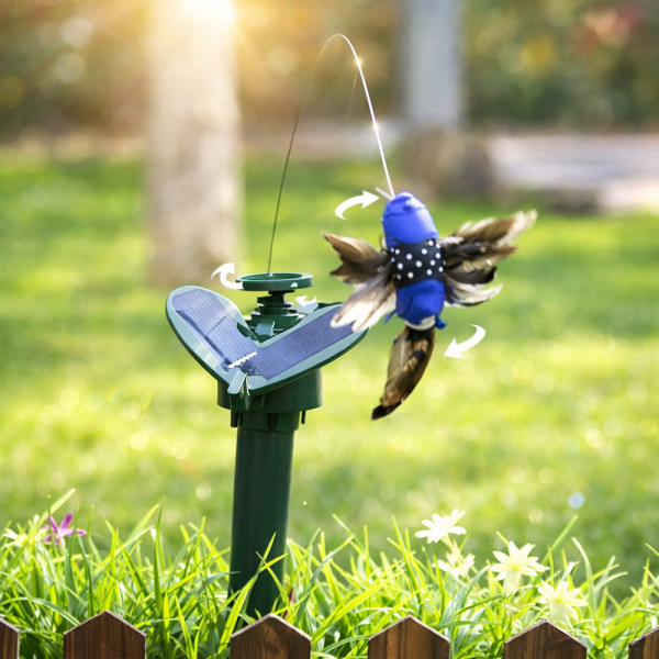 SolarBloom napelemes táncoló kolibri kerti dekoráció – mozgó napenergiás kerti dísz 40 cm (BBJ)