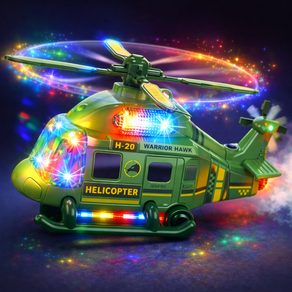 ThunderChop katonai helikopter – LED-es játék helikopter fényeffektusokkal, forgó rotorral gyerekeknek (BBJ)