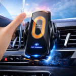 V57 autós vezeték nélküli telefontartó töltő – 15W gyors Qi töltés, infrás szenzoros tartó (BBD)