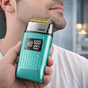 VGR V-357 professzionális haj- és szakállvágó elektromos borotva – digitális kijelzős akkus férfi borotva nedves és száraz borotválkozáshoz (BBD) 2