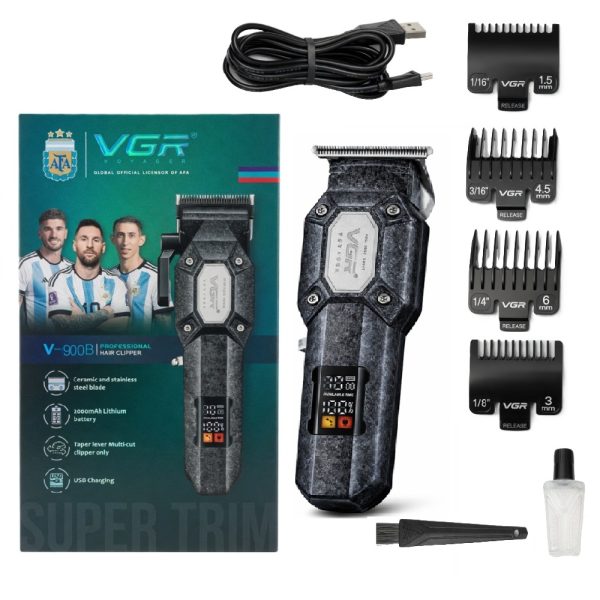 VGR V-900B Akkumulátoros hajnyíró és szakállvágó trimmer – professzionális, vezeték nélküli, precíziós vágás (BBD)
