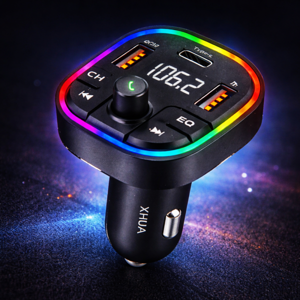 XHUA C6A autós Bluetooth FM transzmitter és MP3 lejátszó – USB gyorstöltő, kihangosító, LED kijelző (BBV)
