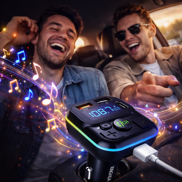 XINGHUA C32 Bluetooth FM transzmitter autóba – MP3 lejátszó, USB töltő, kihangosító, LED kijelző (BBV)