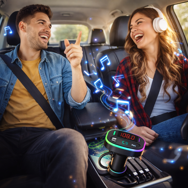 Xhua KOS-15 Bluetooth FM transzmitter autós töltő és kihangosító – MP3 lejátszó, USB, vezeték nélküli autós adapter (BBV)