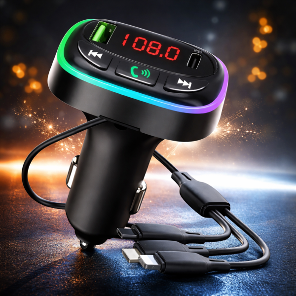 Xhua KOS-15 Bluetooth FM transzmitter autós töltő és kihangosító – MP3 lejátszó, USB, vezeték nélküli autós adapter (BBV)