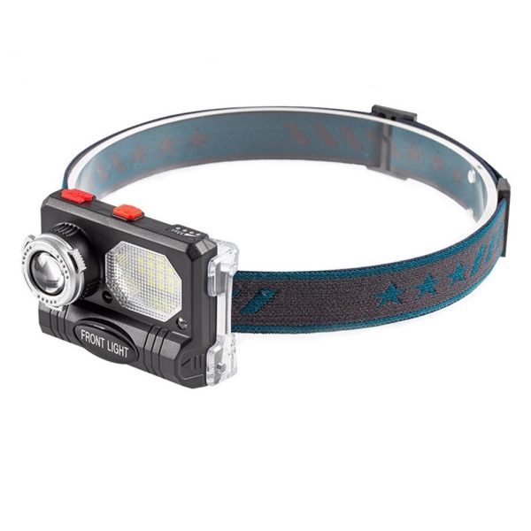 W659 akkumulátoros fejlámpa 2 LED reflektorral és 4 féle színes fénnyel és állítható fejpánttal (BBD)