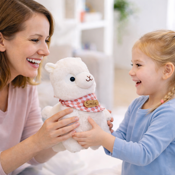 Alpacasso fehér plüss alpaka – puha, ölelhető alpaka játék gyerekeknek és ajándéknak (BBJ)
