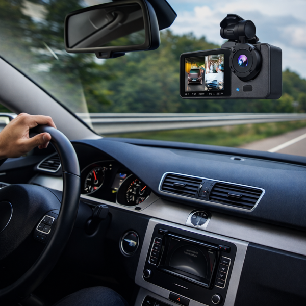 DriveGuard 3 kamerás autós menetrögzítő kamera – hurokrögzítéssel és éjjellátó móddal (BBD)