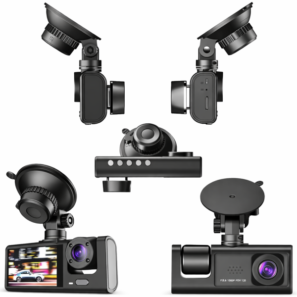 DriveGuard 3 kamerás autós menetrögzítő kamera – hurokrögzítéssel és éjjellátó móddal (BBD)