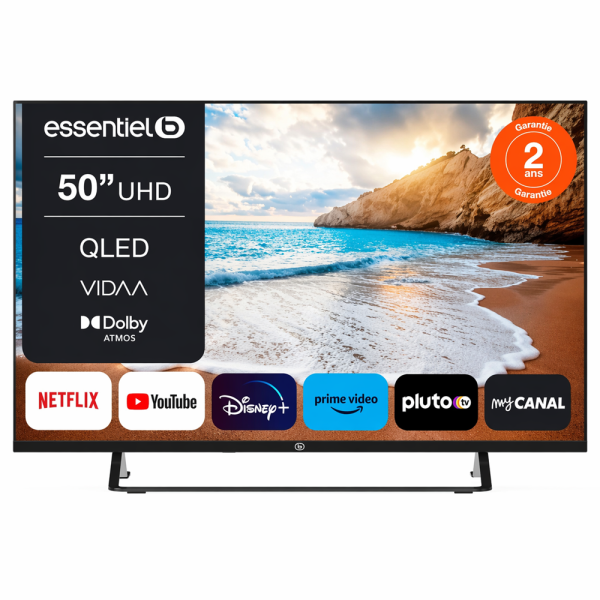 Essentiel 50QLED307 50” QLED 4K UHD Smart TV – okos televízió HDR támogatással és WiFi kapcsolattal