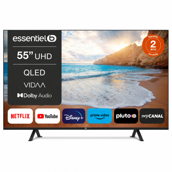 Essentiel 55QLED308 55” QLED 4K UHD Smart TV – okos televízió HDR támogatással és WiFi kapcsolattal