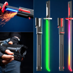 Flint Battle Blade LED katana kard – füst- és szikraeffektes világító játék kard, hanghatással (BBJ)
