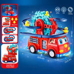 Interaktív tűzoltóautó játék spirálpályával – kacsa forgó csúszdával és látványos fényeffektusokkal gyerekeknek (BBJ)