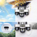 KL25-328 4G napelemes biztonsági kamera – forgatható kültéri PTZ kamera éjjellátással és telefonos megfigyeléssel V380 Pro (BBD)