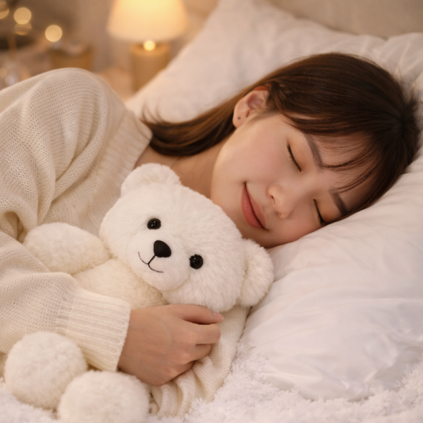 PiheMackó fehér plüss maci – puha, ölelhető teddy mackó gyerekeknek és ajándéknak (BBJ)