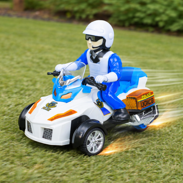 PoliceRider akkumulátoros rendőr motor játék hanggal és fénnyel rendőr figurával gyerekeknek (BBJ)