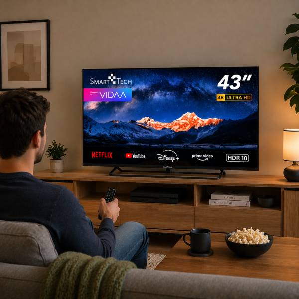 SmartTech 43” 4K UHD LED Smart TV – VIDAA rendszerrel, WiFi és streaming támogatással