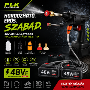 FLK 48V akkus magasnyomású mosópisztoly – vezeték nélküli autómosó vízpisztoly akkumulátorral (BBD)