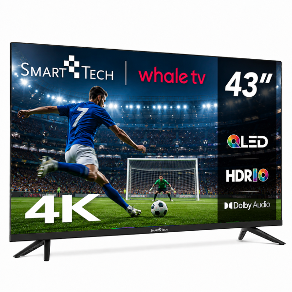 Smart Tech 43QH02V 43” QLED 4K UHD Smart TV – okos televízió Netflix és Amazon Prime Video támogatással