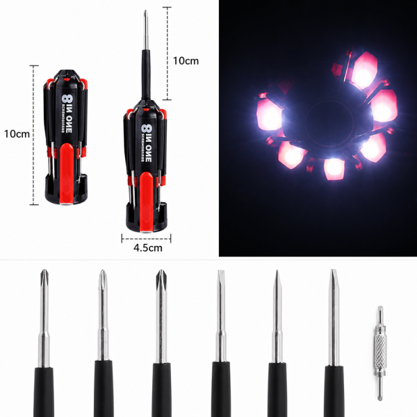 8IN1 multifunkciós LED-es csavarhúzó készlet (BBL)