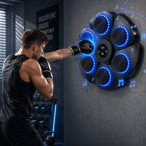 Bluetooth zenélő boxgép falra – LED reflexfejlesztő box tréner 9 ritmus móddal 40×40×6 cm (BBJ) 2