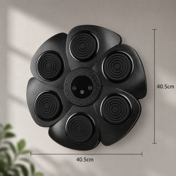 Bluetooth zenélő boxgép falra – LED reflexfejlesztő box tréner 9 ritmus móddal 40×40×6 cm (BBJ)