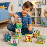 Dohi 10 Cubes Forest építőkocka készlet – 10 darabos fejlesztő toronyépítő játék gyerekeknek (BBMJ)
