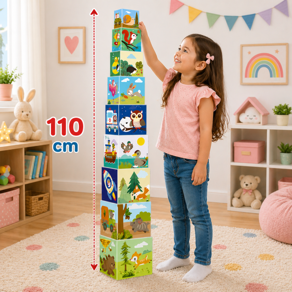 Dohi 10 Cubes Forest építőkocka készlet – 10 darabos fejlesztő toronyépítő játék gyerekeknek (BBMJ)