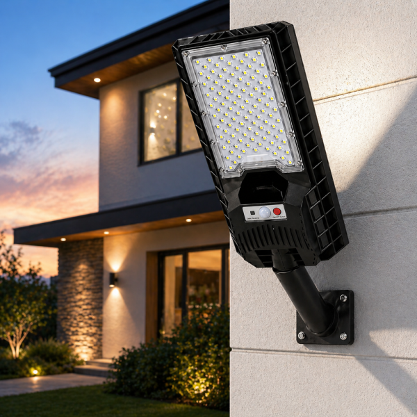 Hayami KL25-282A 400W napelemes utcai LED lámpa – távirányítós kültéri solar világítás IP65 védelemmel (BBD)