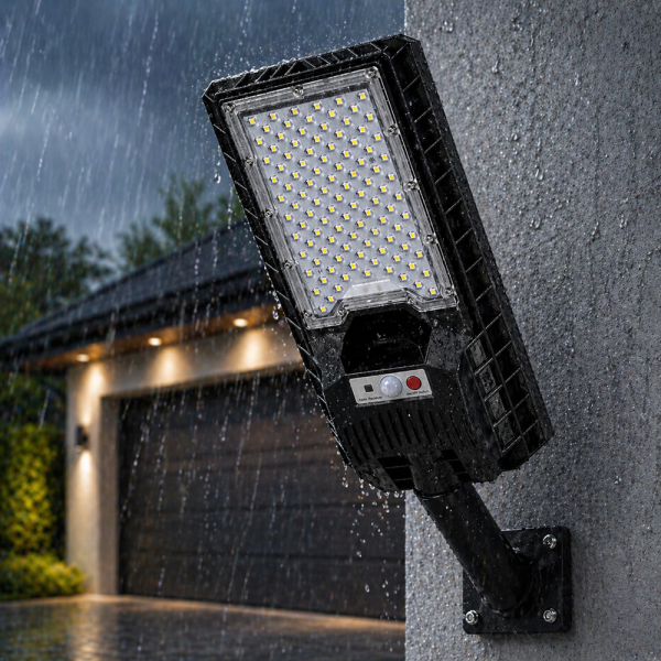 Hayami KL25-282A 400W napelemes utcai LED lámpa – távirányítós kültéri solar világítás IP65 védelemmel (BBD)