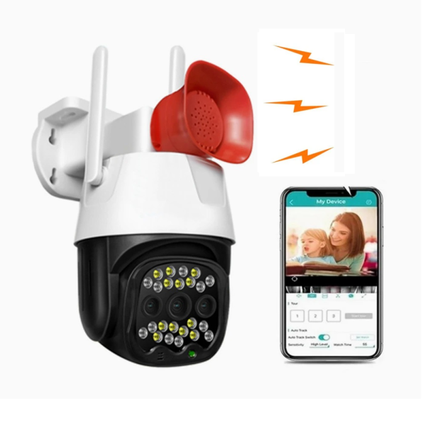 V380 WIFI IP okos biztonsági kamera szirénával, mikrofonnal és hangszóróval - kétirányú kommunikációt tesz lehetővé - Android/IOS kompatibilis (BBV)