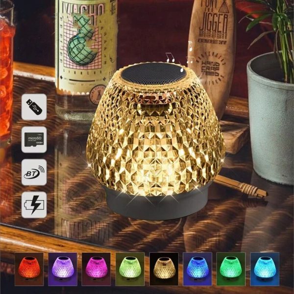 GIBOX G5S 2in1 kristály alakú okos lámpa - USB-ről tölthető, felakasztható party lámpa Bluetooth hangszóróval (THM)