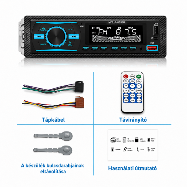 Modern autórádió Bluetooth kapcsolattal – MP3/USB/SD támogatás és LCD Kijelző (BBL)