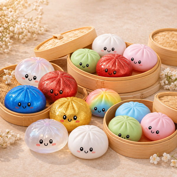 Mystery dumpling meglepetés gombóc – gyűjthető színes dumpling squishy, random színnel