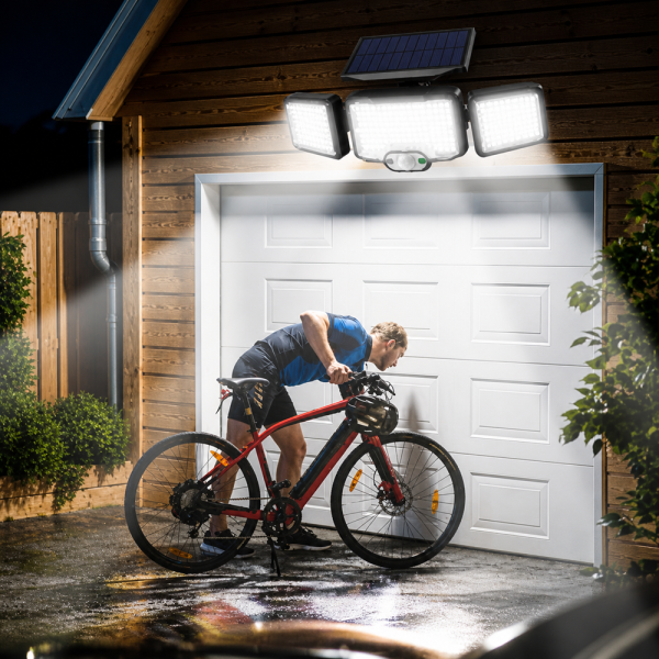 Napelemes LED lámpa 192 LED – mozgásérzékelős kültéri fali lámpa távirányítóval JD-2192A (BBD)