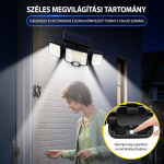 Napelemes LED lámpa 192 LED – mozgásérzékelős kültéri fali lámpa távirányítóval JD-2192A (BBD)