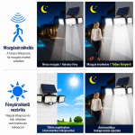 Napelemes LED lámpa 192 LED – mozgásérzékelős kültéri fali lámpa távirányítóval JD-2192A (BBD)
