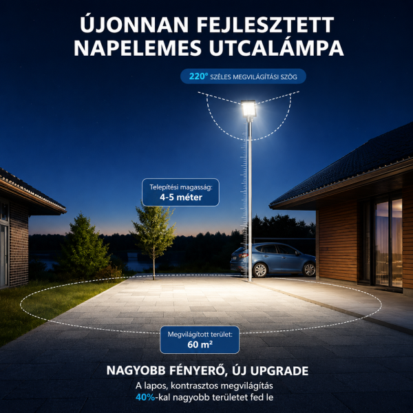 Napelemes utcai LED lámpa 888 LED – mozgásérzékelős kültéri reflektor távirányítóval IP66 W7114-3 (BBD)