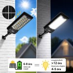 Napelemes utcai LED lámpa 888 LED – mozgásérzékelős kültéri reflektor távirányítóval IP66 W7114-3 (BBD)