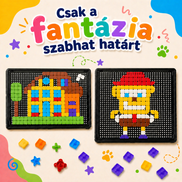 PIXXEL beillesztős fejlesztőjáték – színes formaillesztő készségfejlesztő játék gyerekeknek (BBMJ)