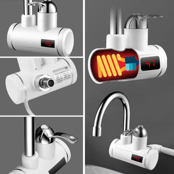WATER+ Fali csatlakozós vízmelegítő csaptelep, LED kijelzővel (BBL)