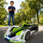 SpeedRacer RC versenyautó zöld-fekete-fehér kivitelben – távirányítós sportautó gyerekeknek, nagy sebességű játék autó (BBJ)