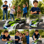 SpeedRacer RC versenyautó zöld-fekete-fehér kivitelben – távirányítós sportautó gyerekeknek, nagy sebességű játék autó (BBJ)