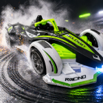 SpeedRacer RC versenyautó zöld-fekete-fehér kivitelben – távirányítós sportautó gyerekeknek, nagy sebességű játék autó (BBJ)