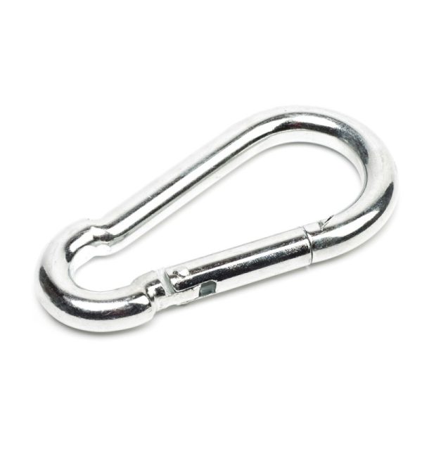 Rugós fém karabiner hegymászáshoz, barlangászathoz, vitorlázáshoz - 10 x 50 x 100 mm (BBL)
