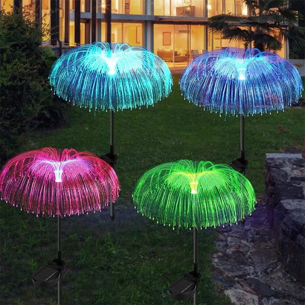 2 db-os napelemes, kültéri leszúrható lámpa szett - RGB LED medúza alakú kültéri dekor világítás (BBJH) (BBJ) (BBD)
