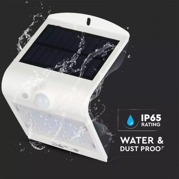 Modern, mozgásérzékelős, IPX5 időjárásálló napelemes lámpa - fehér - 40W (BBV)