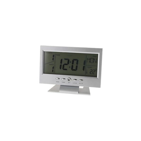 Hangra/tapsra működő LCD kijelzős asztali óra (BBL)